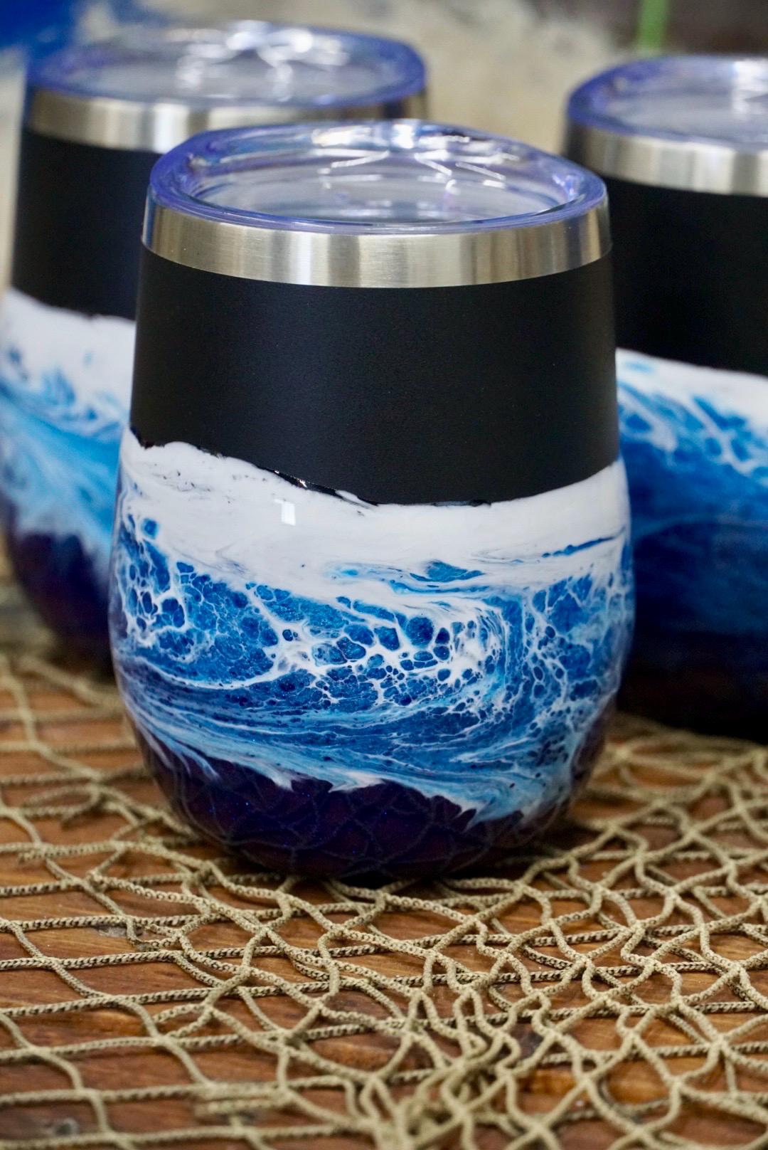 Ocean Waves Wine or Coffee Tumbler | Coastal Decor