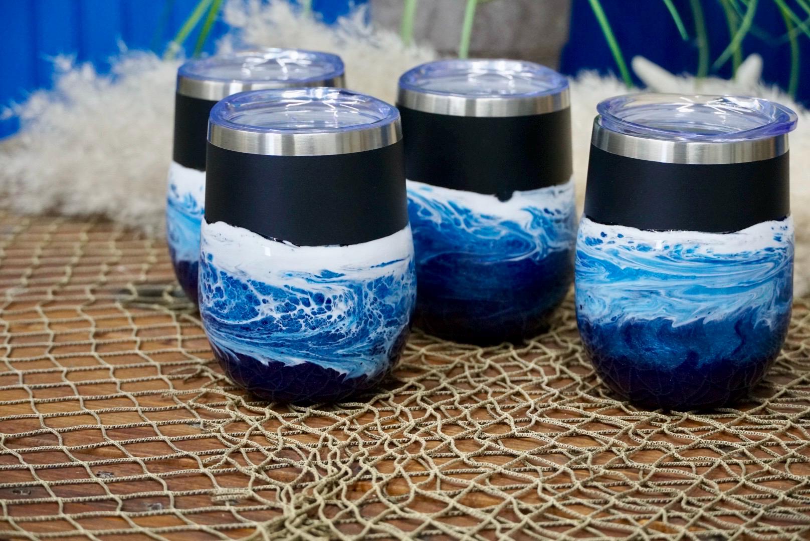 Ocean Waves Wine or Coffee Tumbler | Coastal Decor