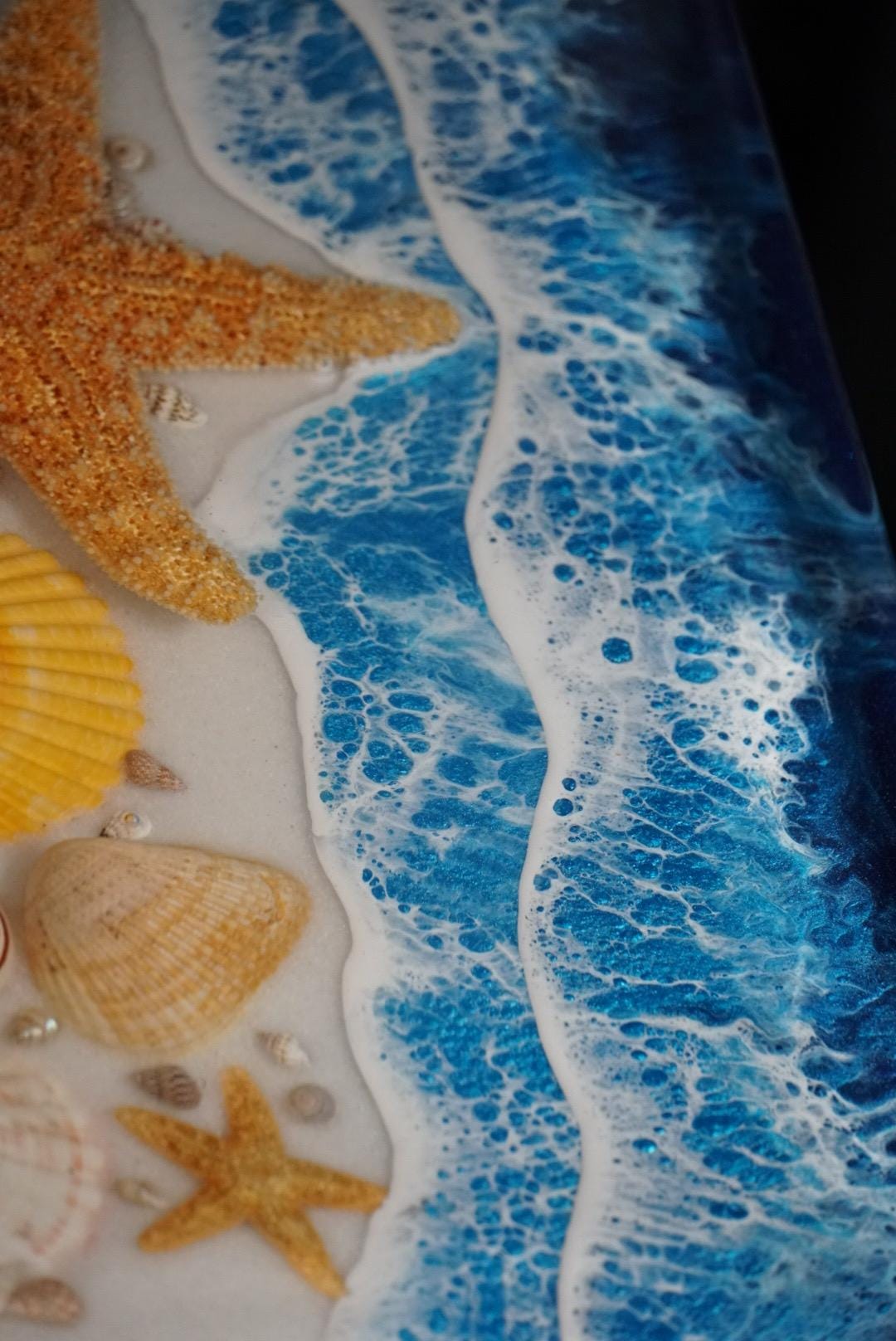 Ocean Waves Sea Scape Accent Table, Side Table, End Table | Epoxy Ocean Table