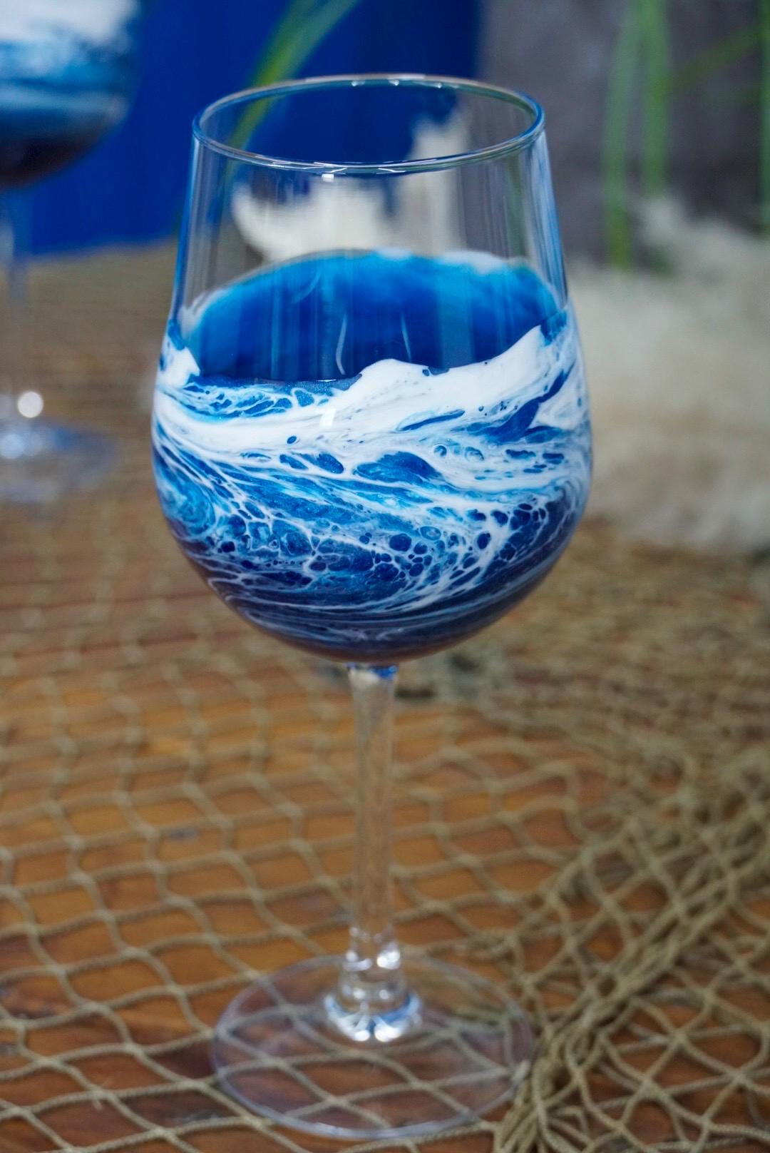 Ocean Waves Wine Glasses | Coastal Decor