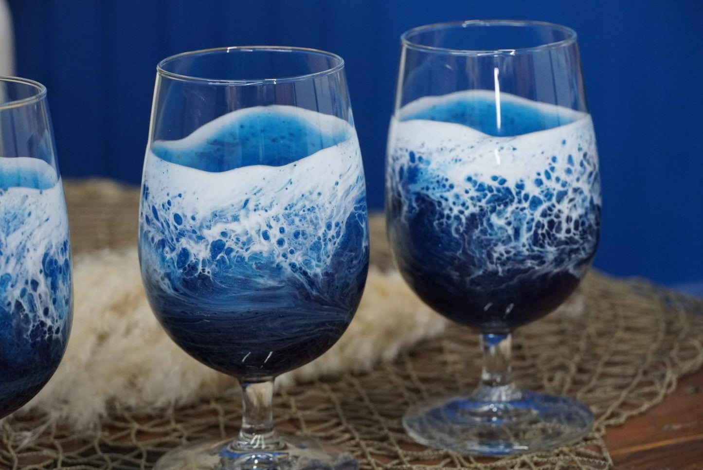 Ocean Waves Goblet Glass | Coastal Decor