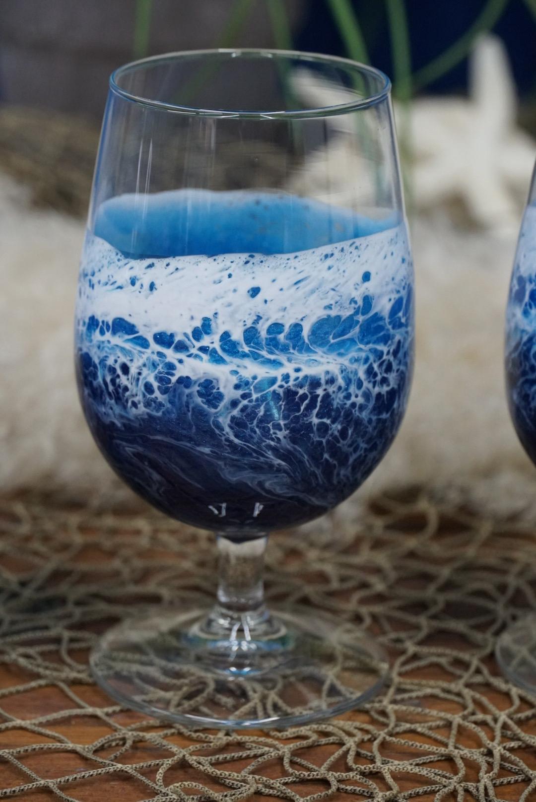 Ocean Waves Beverage Glasses | Coastal Decor