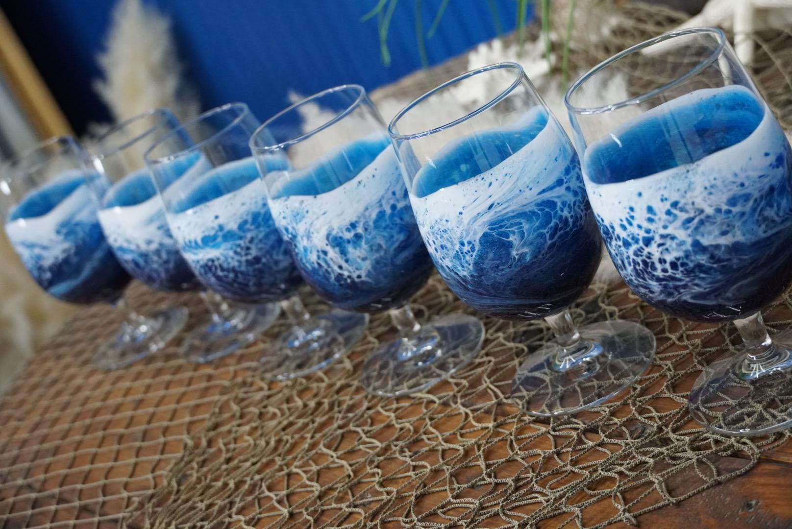 Ocean Waves Goblet Glass | Coastal Decor