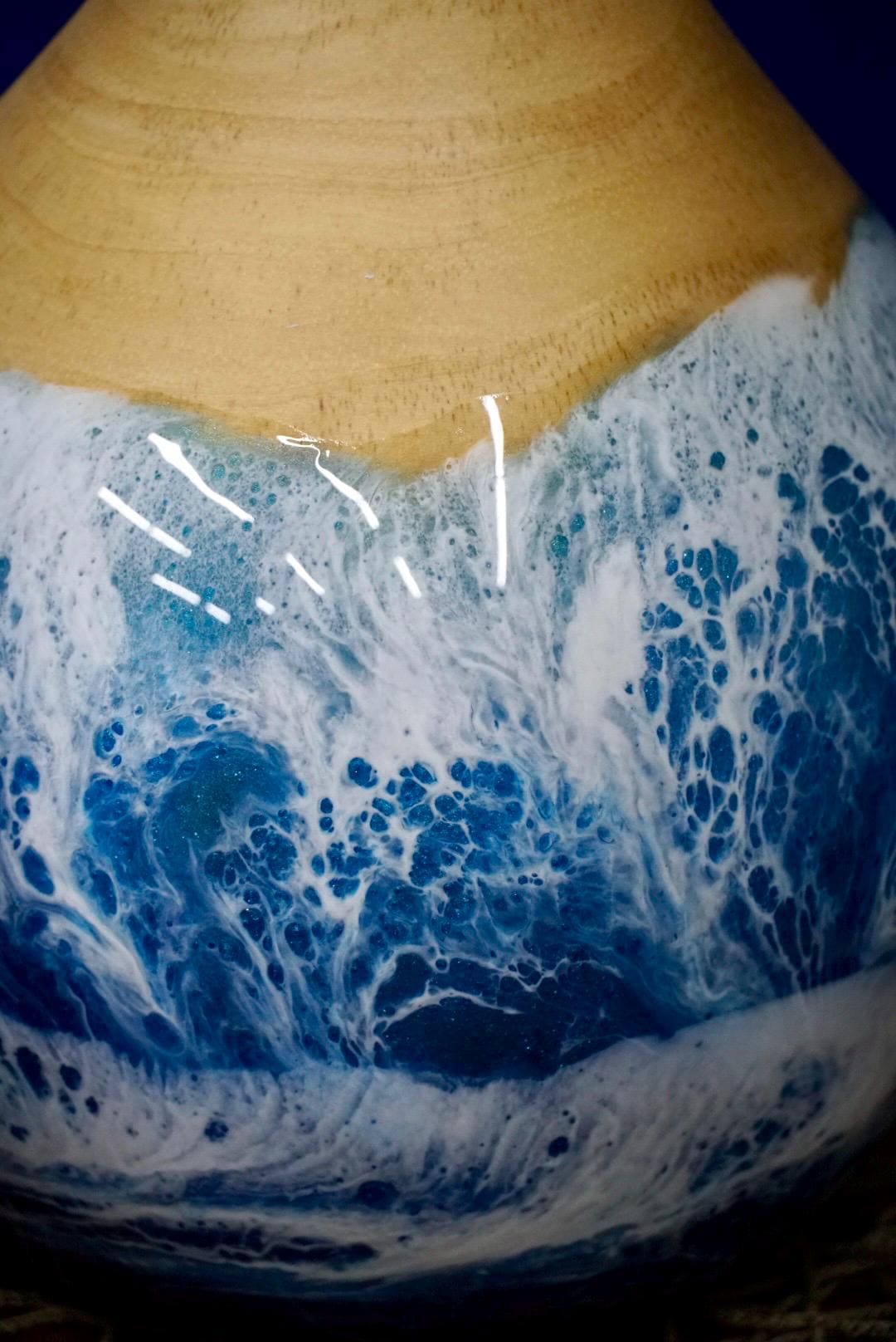 Wooden Vase with Waves