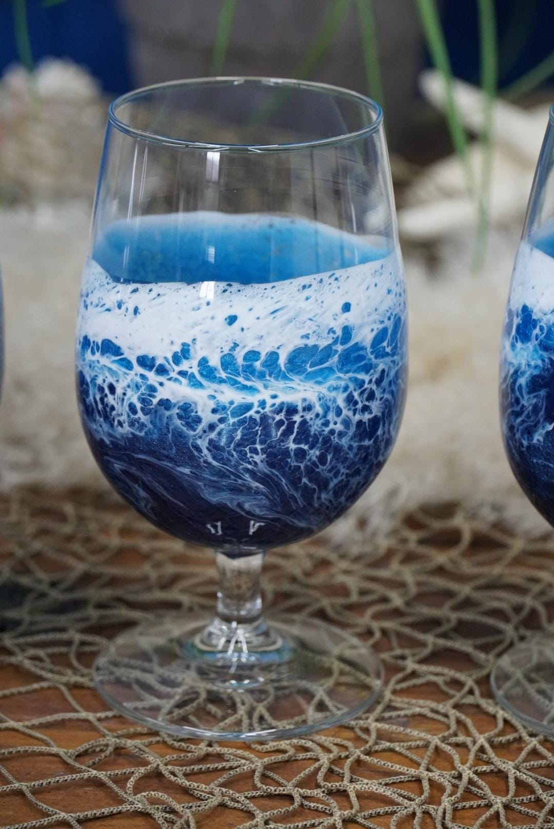 Ocean Waves Goblet Glass | Coastal Decor
