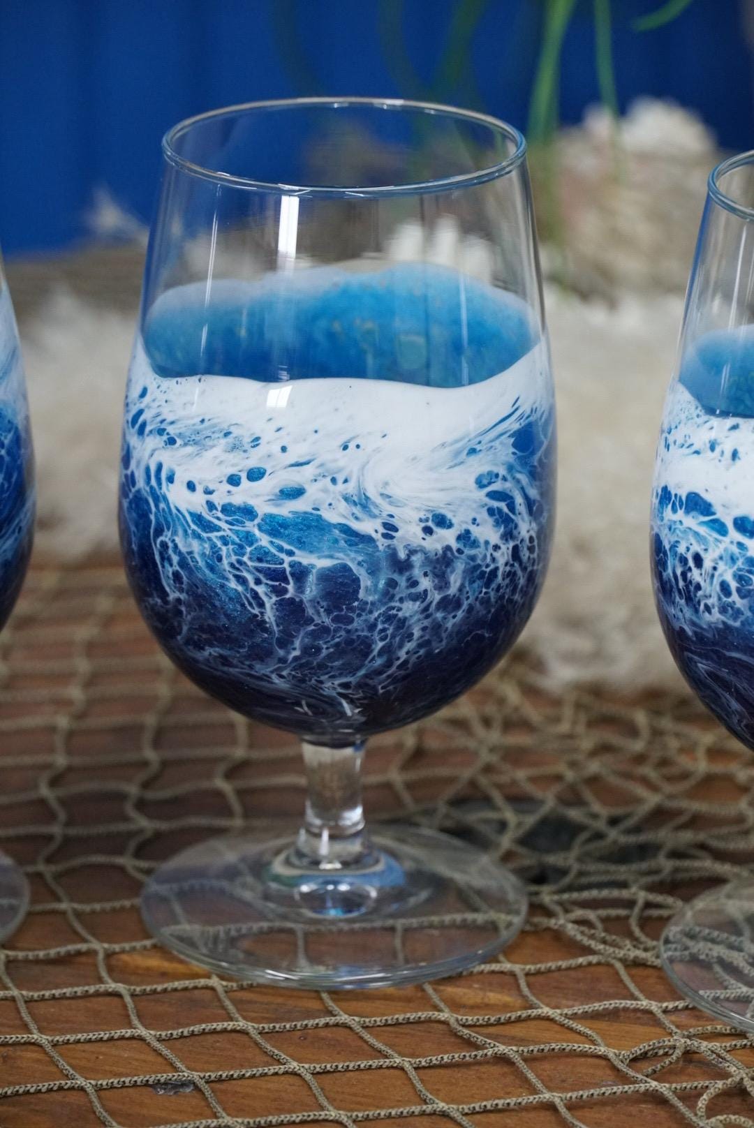 Ocean Waves Goblet Glass | Coastal Decor