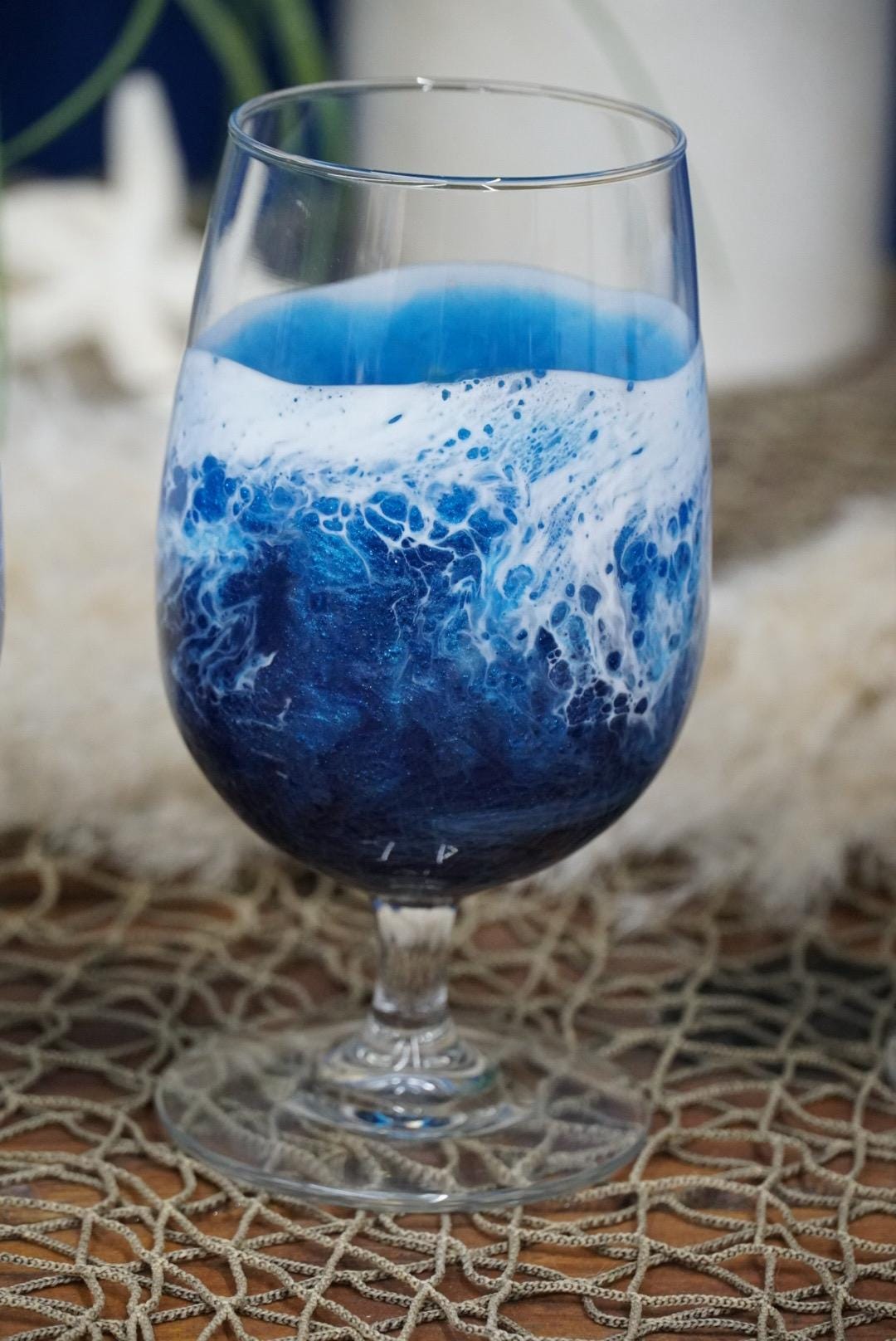 Ocean Waves Goblet Glass | Coastal Decor