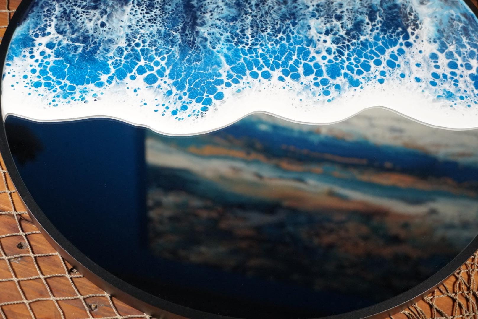 Ocean Waves Round Mirror