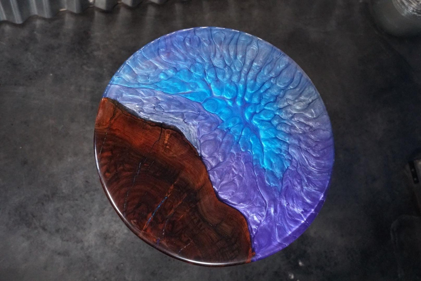 BURPLE BURL Epoxy Resin Table with Walnut Burl | Side Table | End Table | Accent Table, Round Table