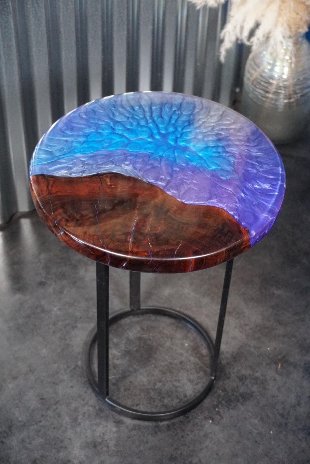 BURPLE BURL Epoxy Resin Table with Walnut Burl | Side Table | End Table | Accent Table, Round Table