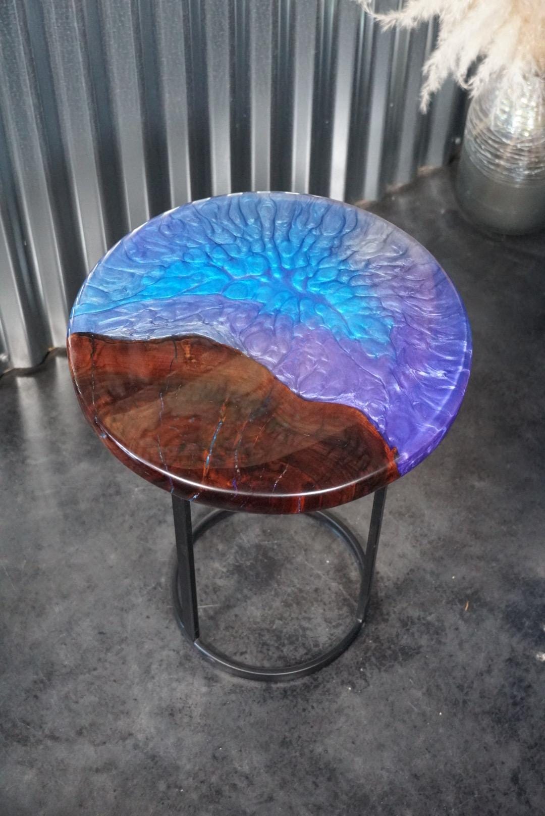 BURPLE BURL Epoxy Resin Table with Walnut Burl | Side Table | End Table | Accent Table, Round Table