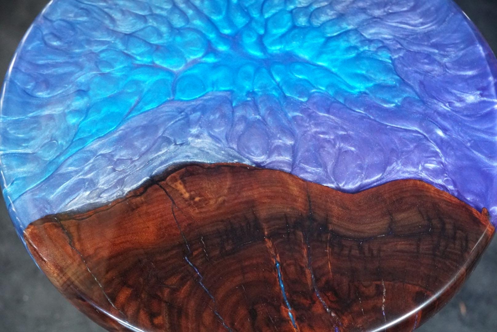BURPLE BURL Epoxy Resin Table with Walnut Burl | Side Table | End Table | Accent Table, Round Table