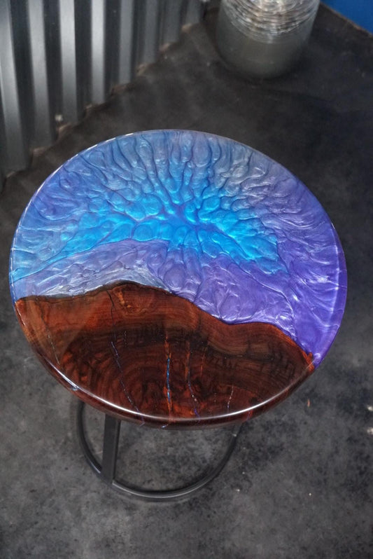 Custom Walnut Burl with Epoxy Resin Accent Table | Side Table | End Table