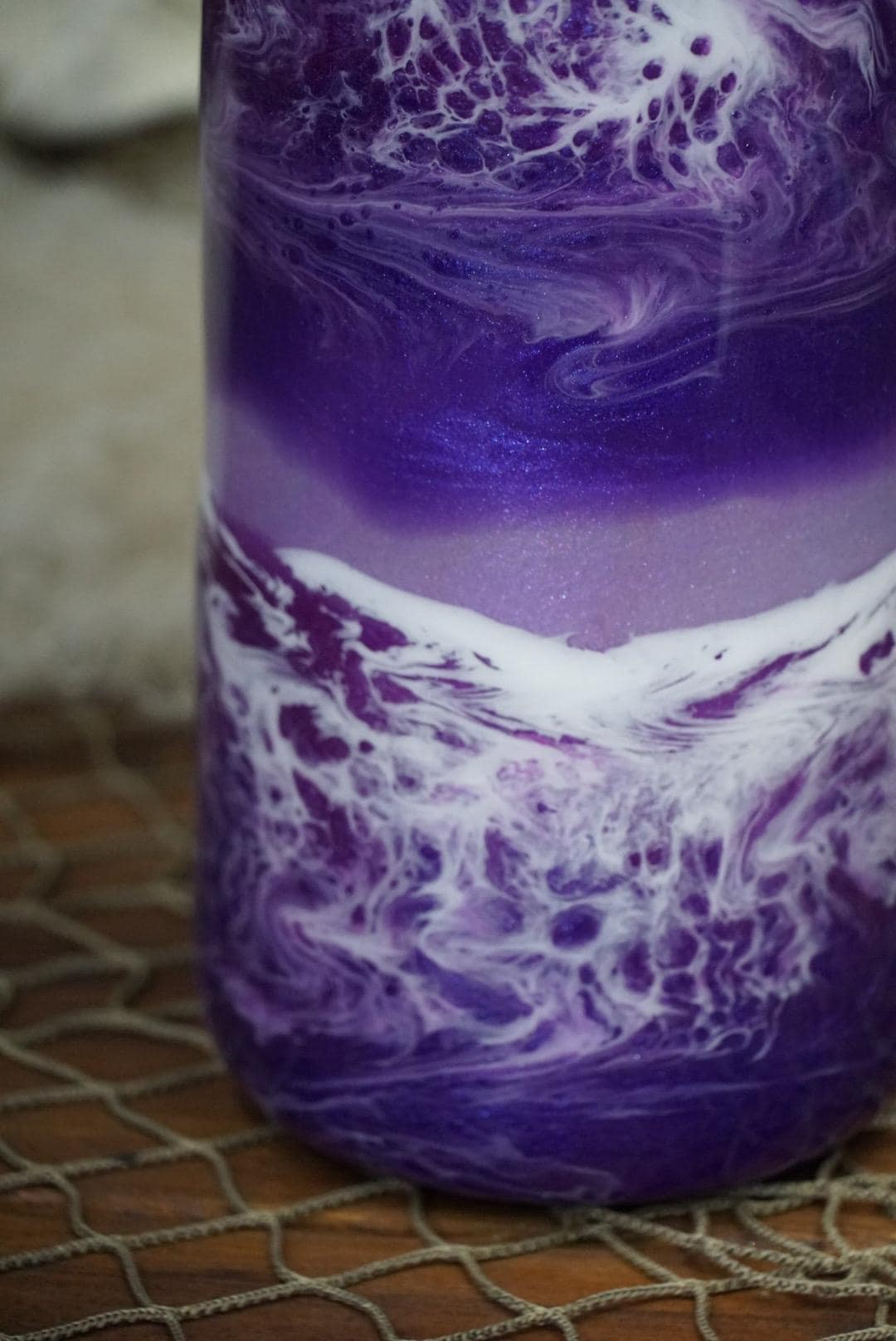 Ocean Waves Purple Water Bottle