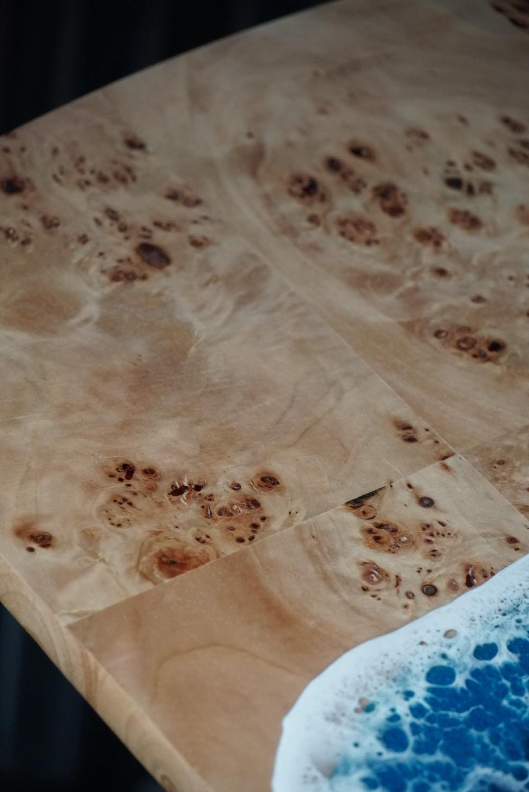 WAVES BURL Wooden Table with Waves | Side Table | End Table | Accent Table | C-Table