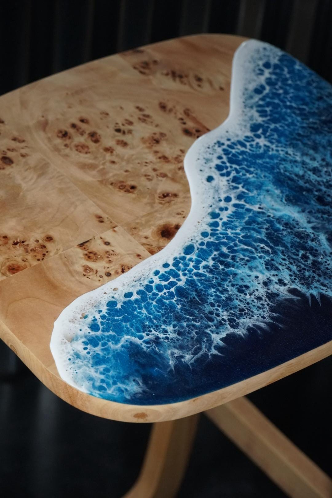 Ocean Waves Wooden Side Table