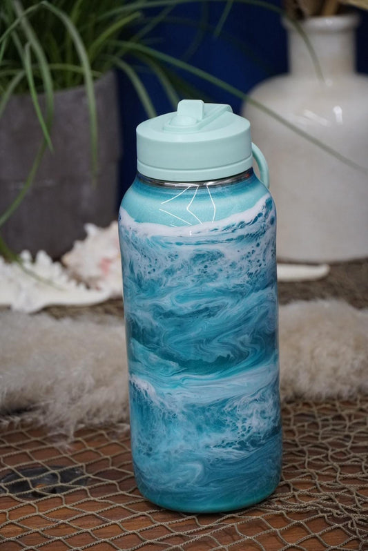 Ocean Waves Aqua Water Bottle