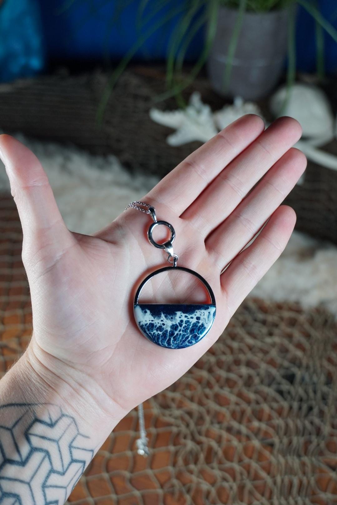 Ocean Waves Circle Necklace