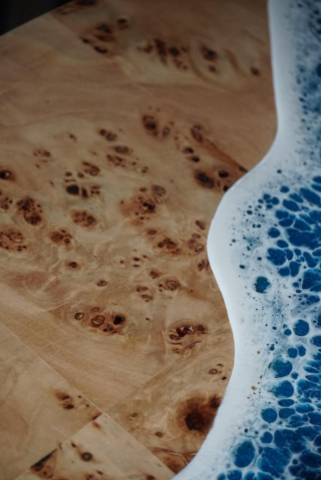 Ocean Waves Wooden Side Table