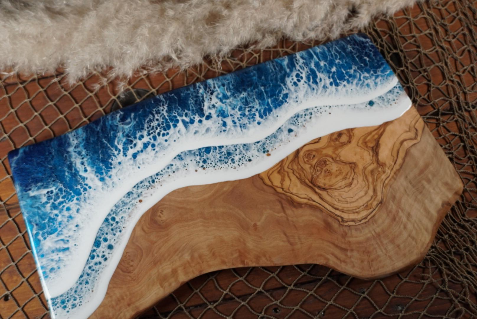 Ocean Waves Olive Wood Charcuterie Board