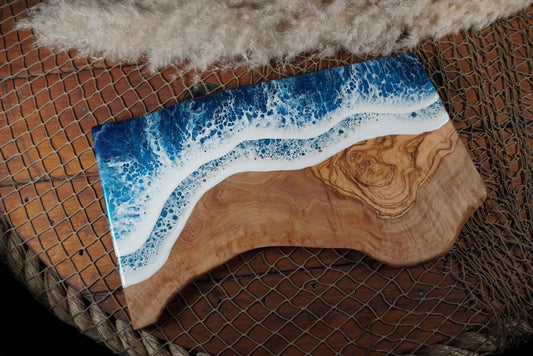 Ocean Waves Olive Wood Charcuterie Board