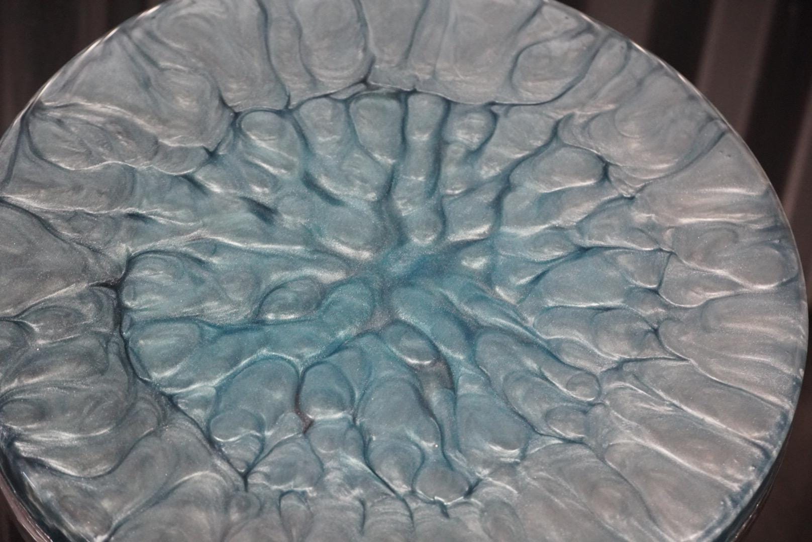 SILVER STEEL Epoxy Resin Table | Side Table | End Table | Accent Table