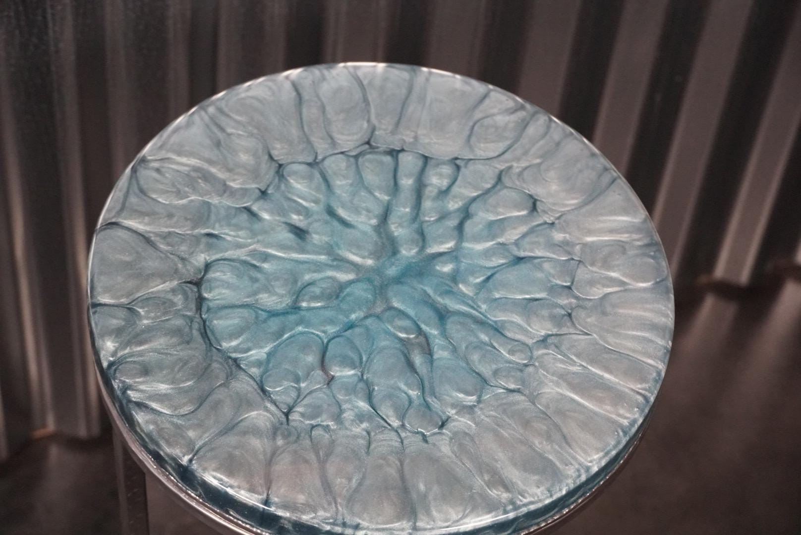 SILVER STEEL Epoxy Resin Table | Side Table | End Table | Accent Table
