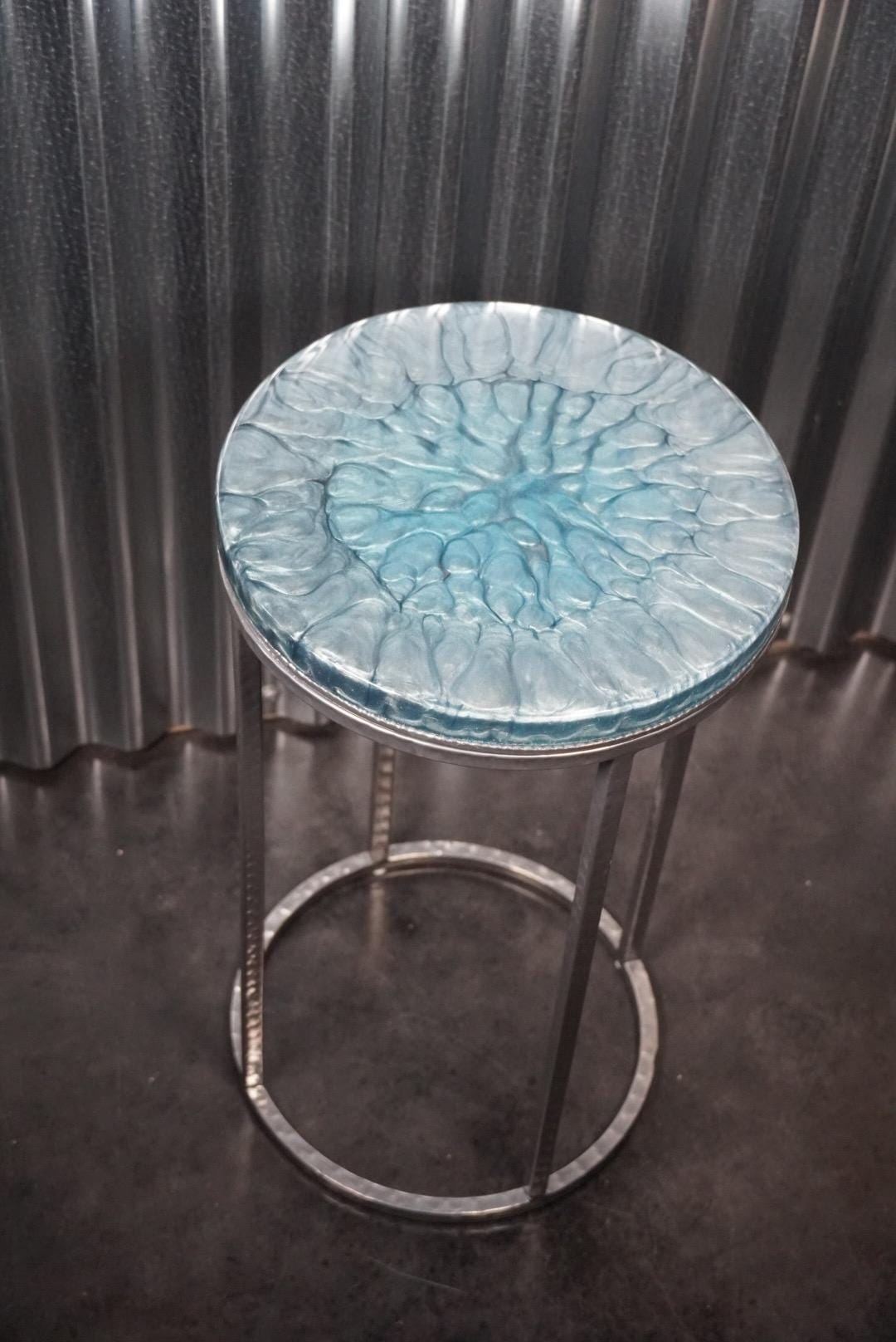 SILVER STEEL Epoxy Resin Table | Side Table | End Table | Accent Table