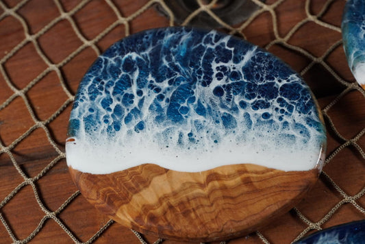 Olive Wood Wave Coasters