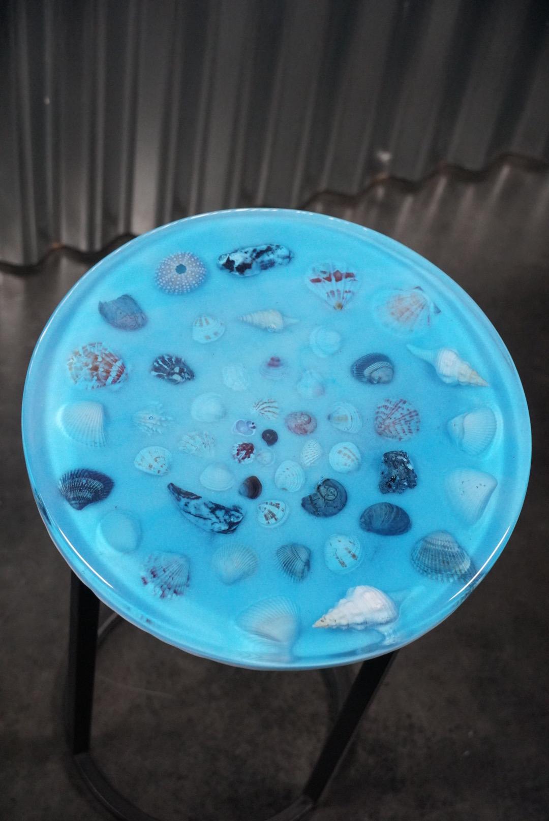 SEA SPIRAL Epoxy Resin Table | Side Table | End Table | Accent Table