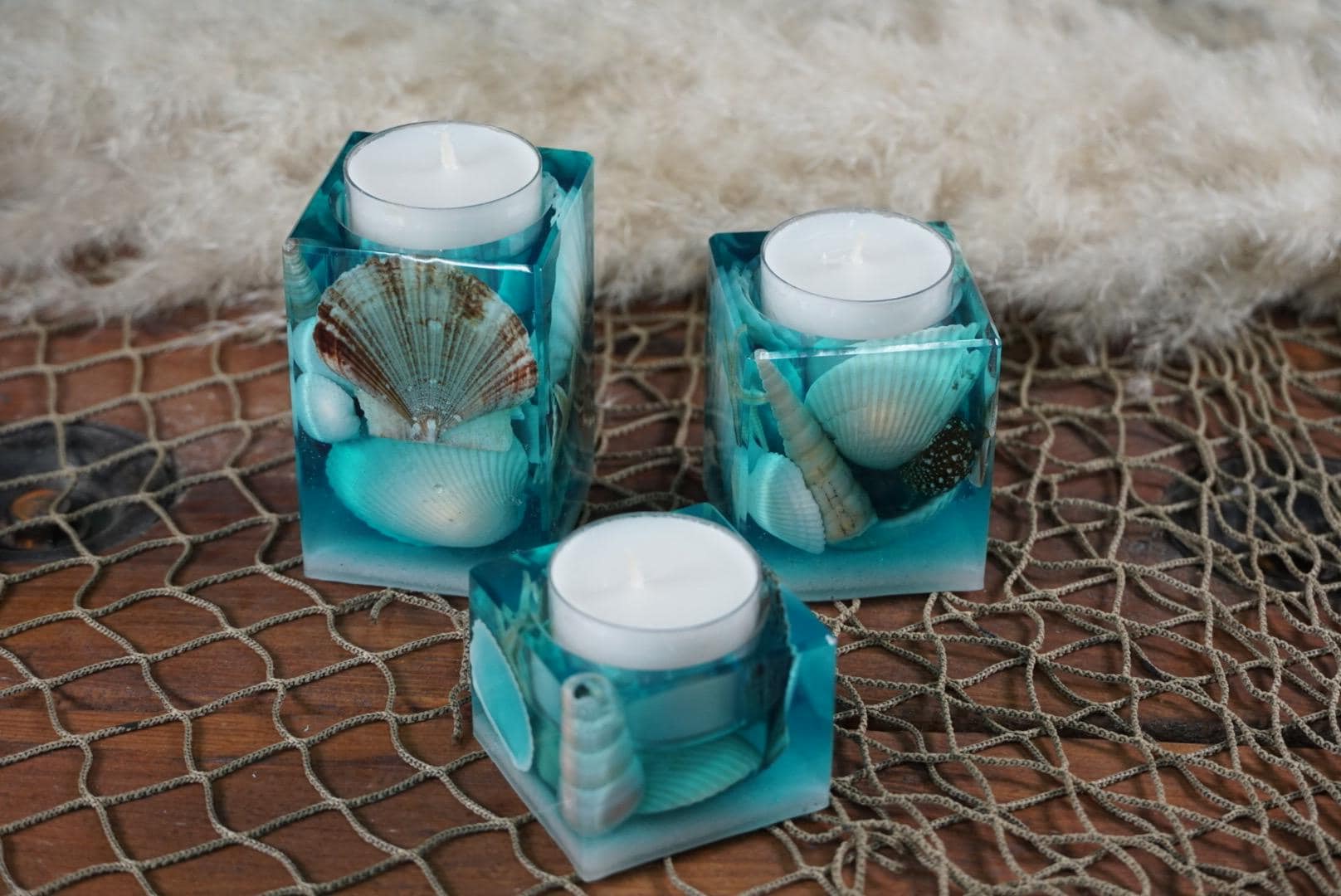 Sea Shell Tea light Candle Holders, set of 3