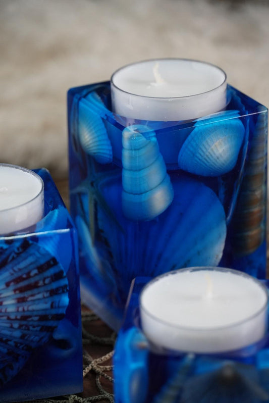 Sea Shell Tea light Candle Holders, set of 3