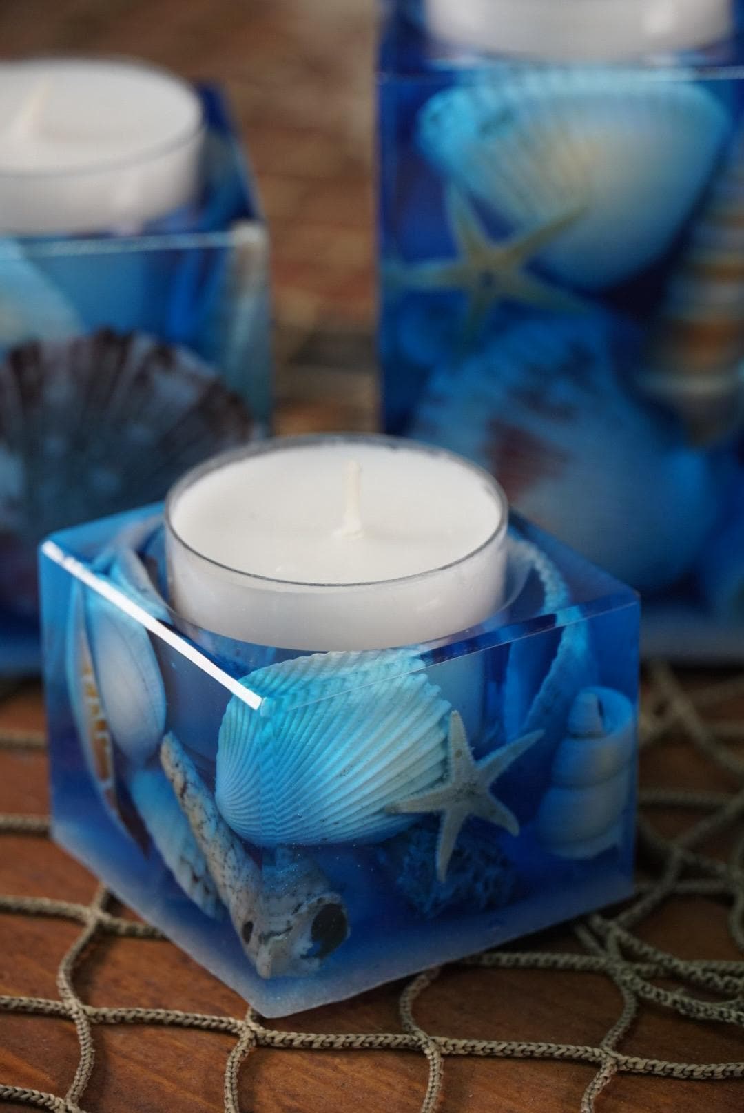 Sea Shell Tea light Candle Holders, set of 3