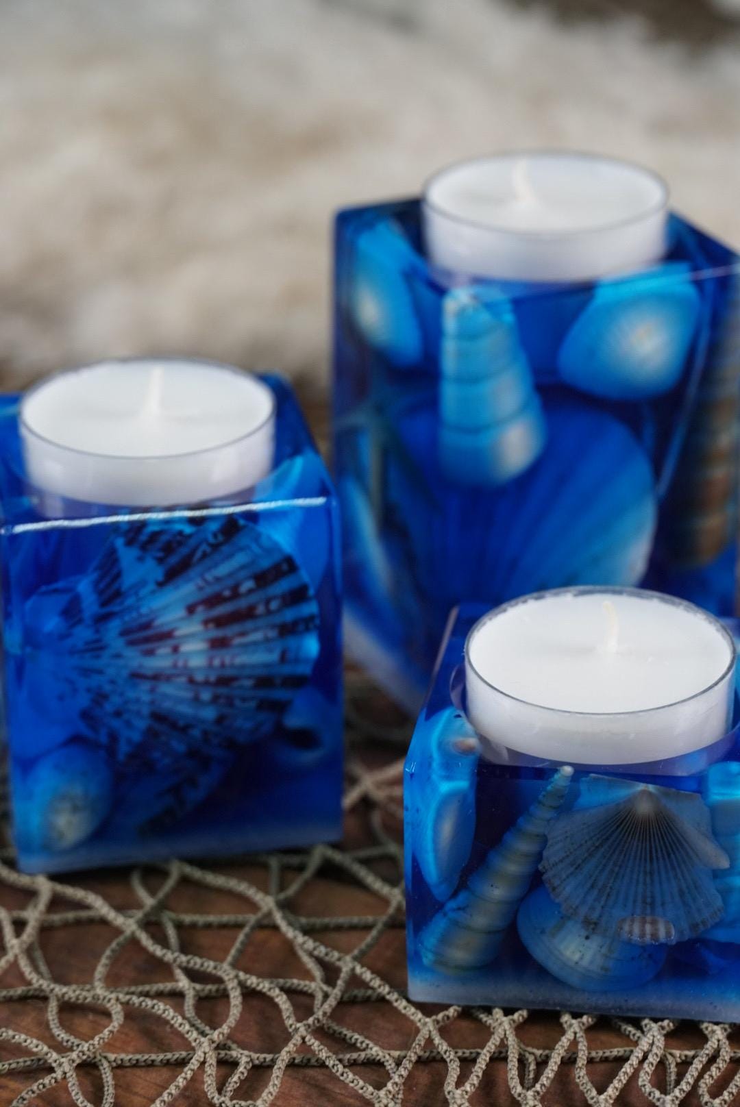 Sea Shell Tea light Candle Holders, set of 3