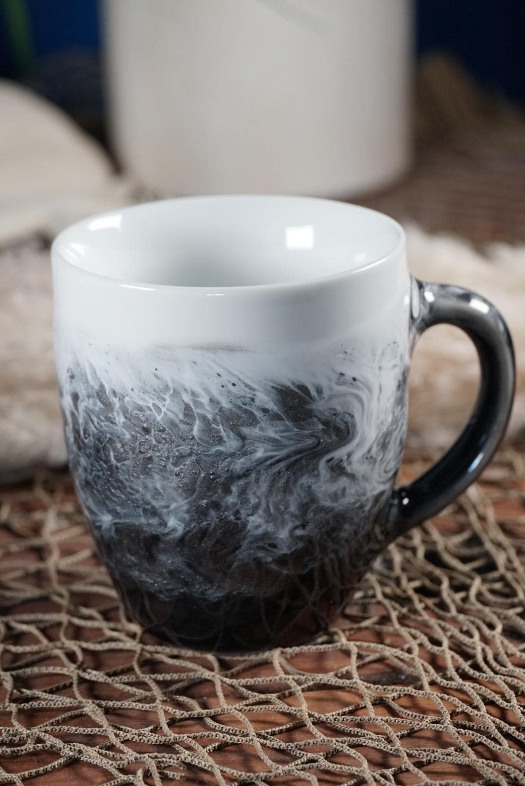 Black and White Ocean Waves Coffee Cup | Coastal Decor