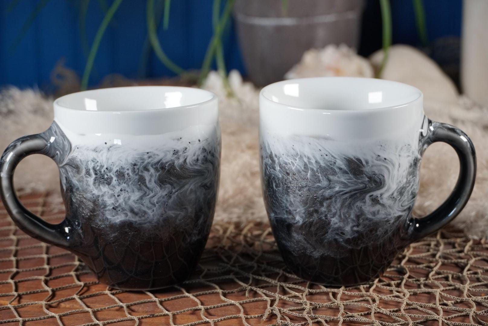 Black and White Ocean Waves Coffee Cup | Coastal Decor