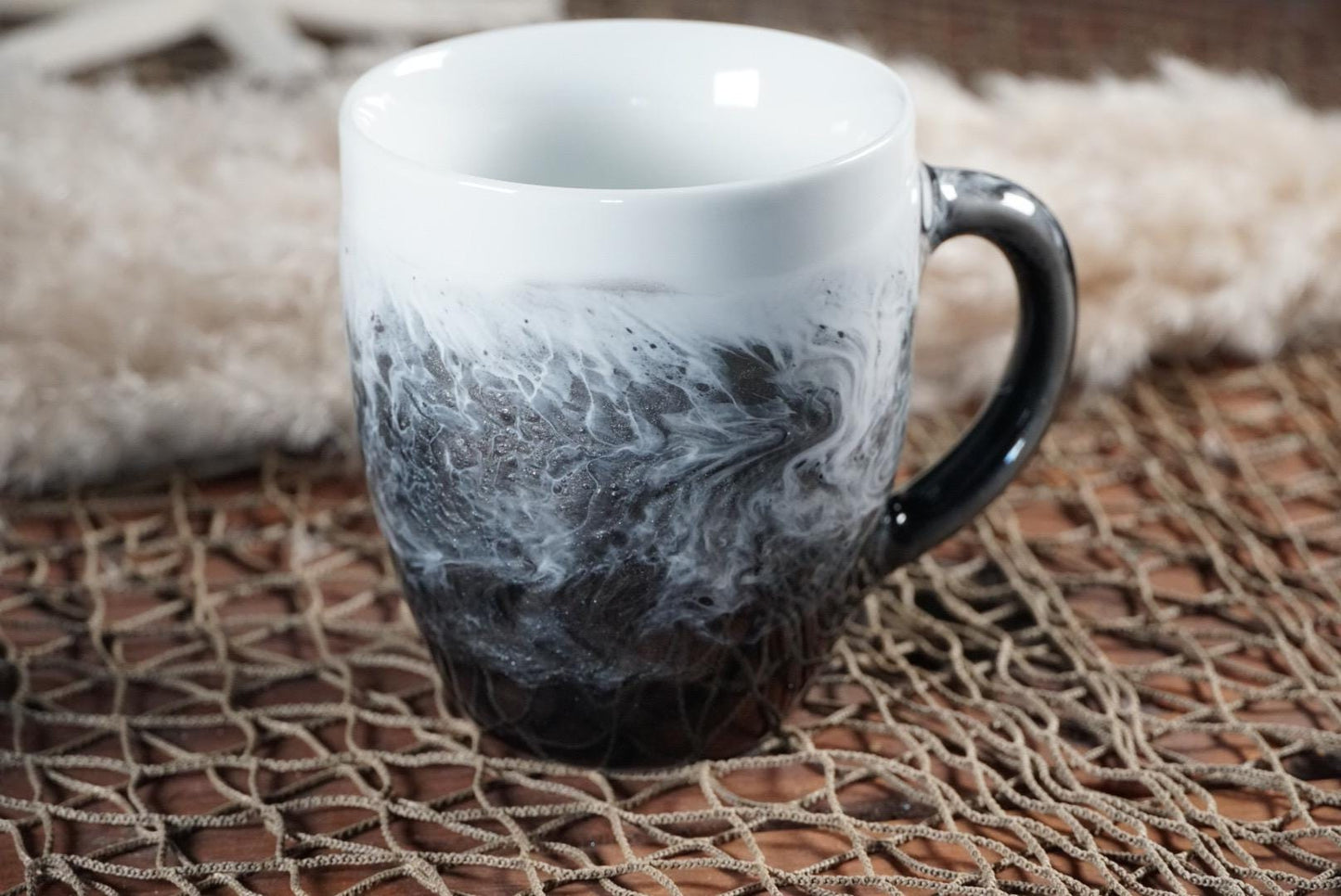 Black and White Ocean Waves Coffee Cup | Coastal Decor