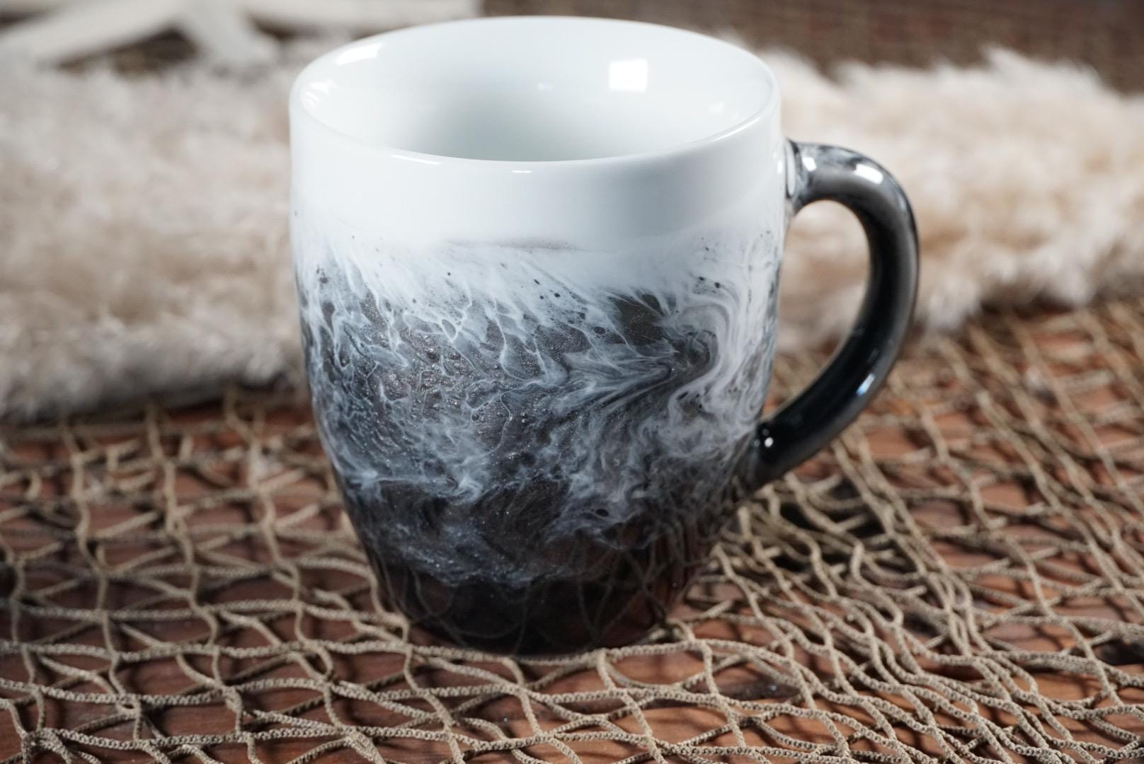 Black and White Ocean Waves Coffee Cup | Coastal Decor