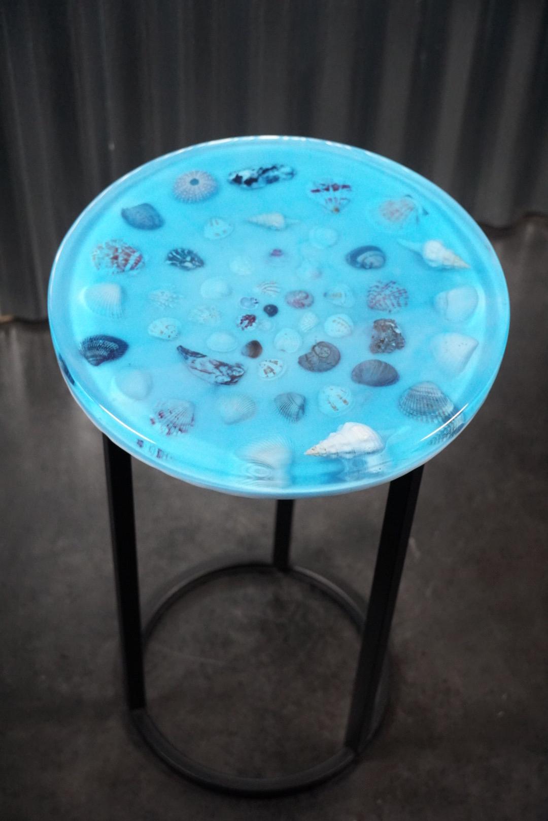 SEA SPIRAL Epoxy Resin Table | Side Table | End Table | Accent Table