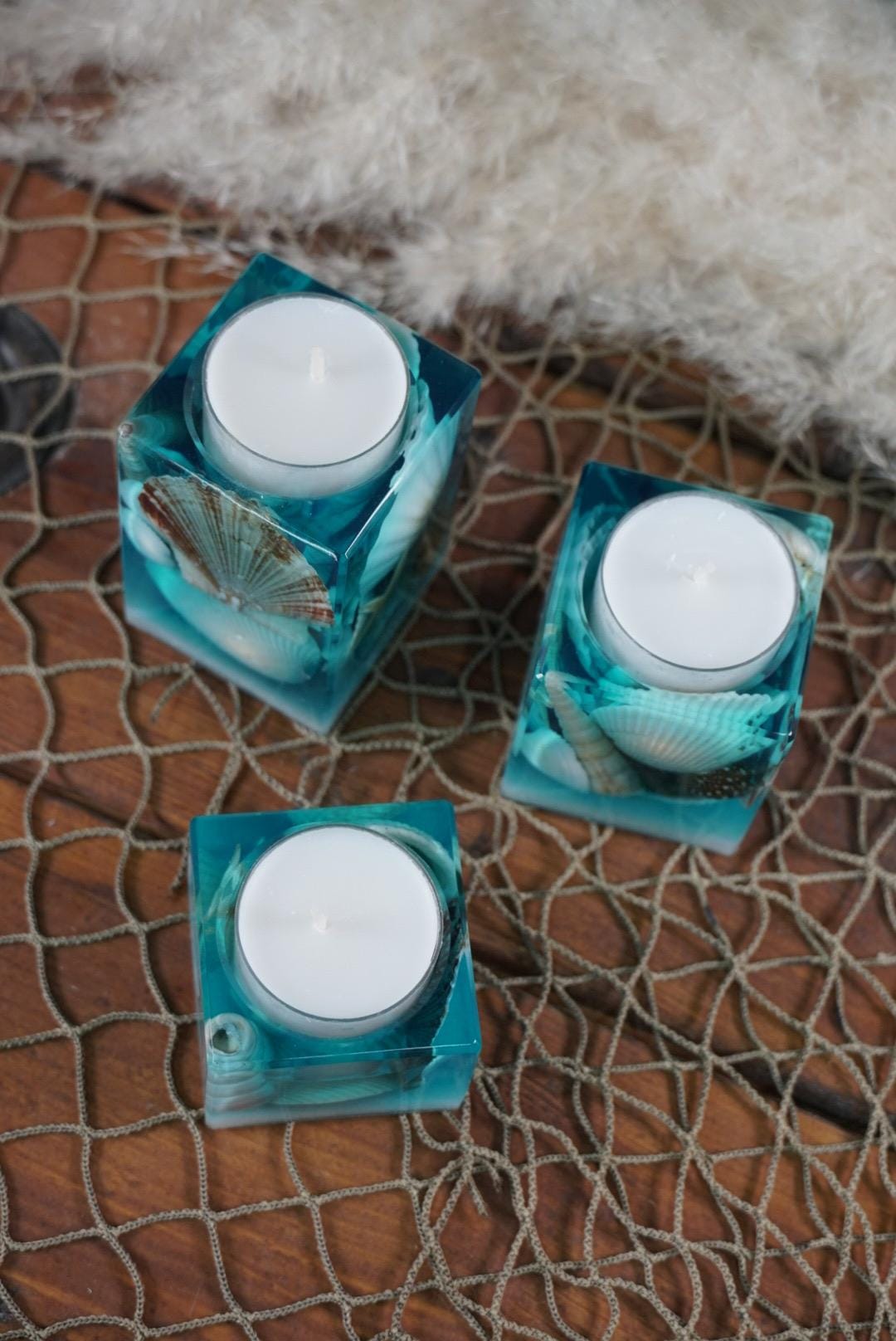Sea Shell Tea light Candle Holders, set of 3