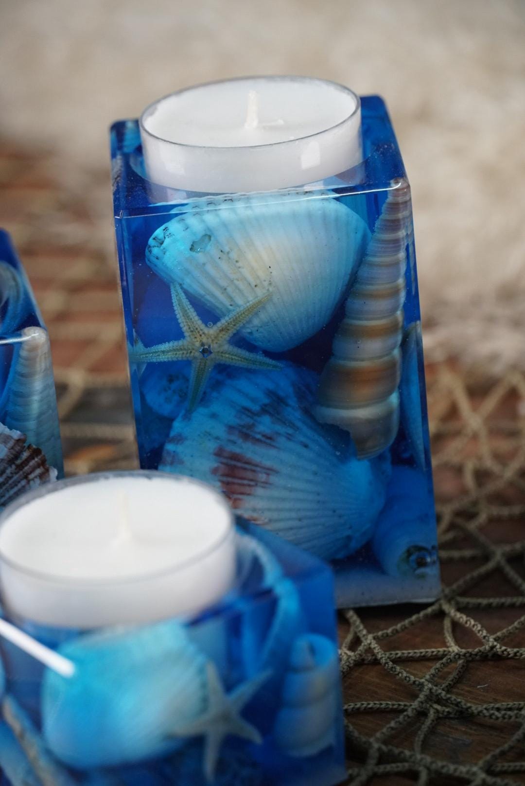 Sea Shell Tea light Candle Holders, set of 3