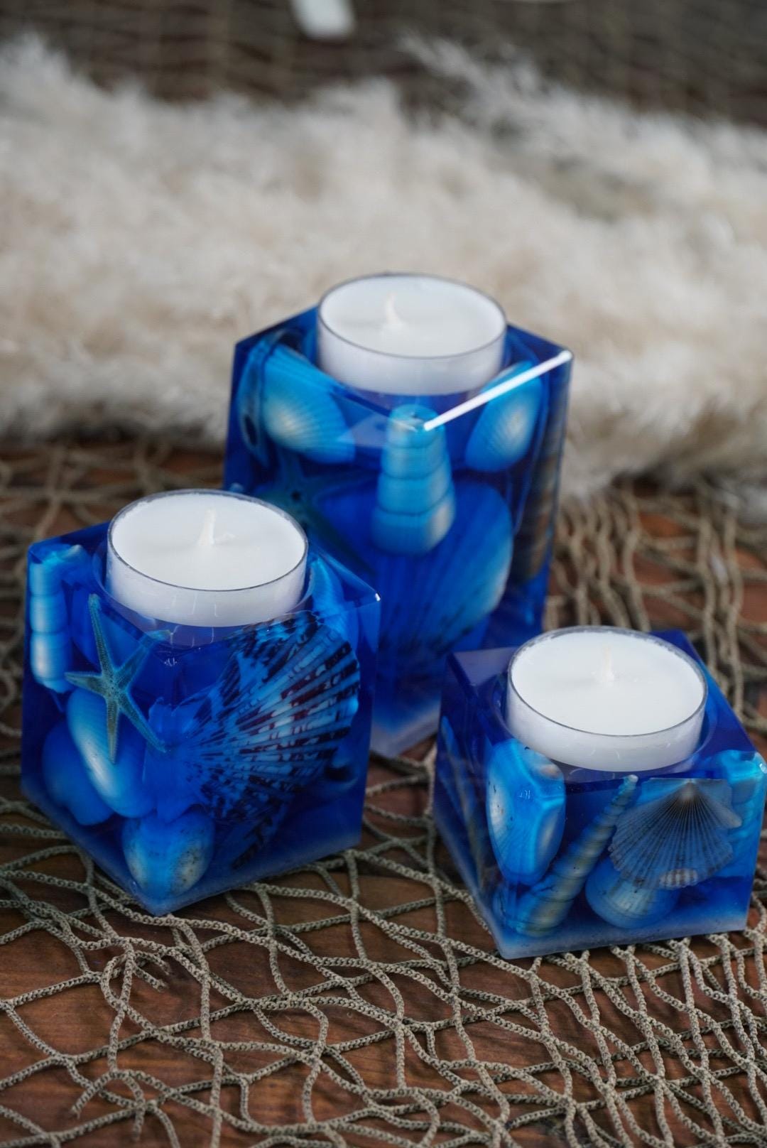 Sea Shell Tea light Candle Holders, set of 3