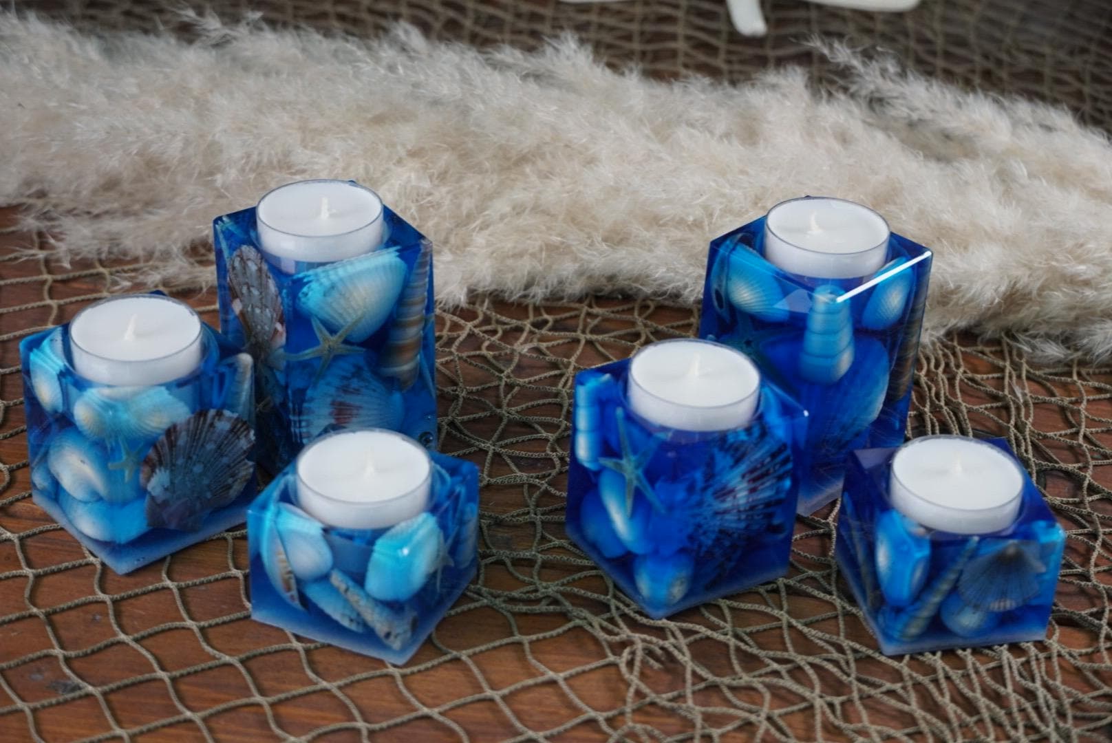 Sea Shell Tea light Candle Holders, set of 3