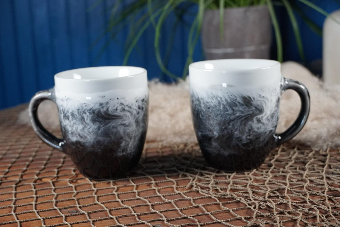 Black and White Ocean Waves Coffee Cup | Coastal Decor