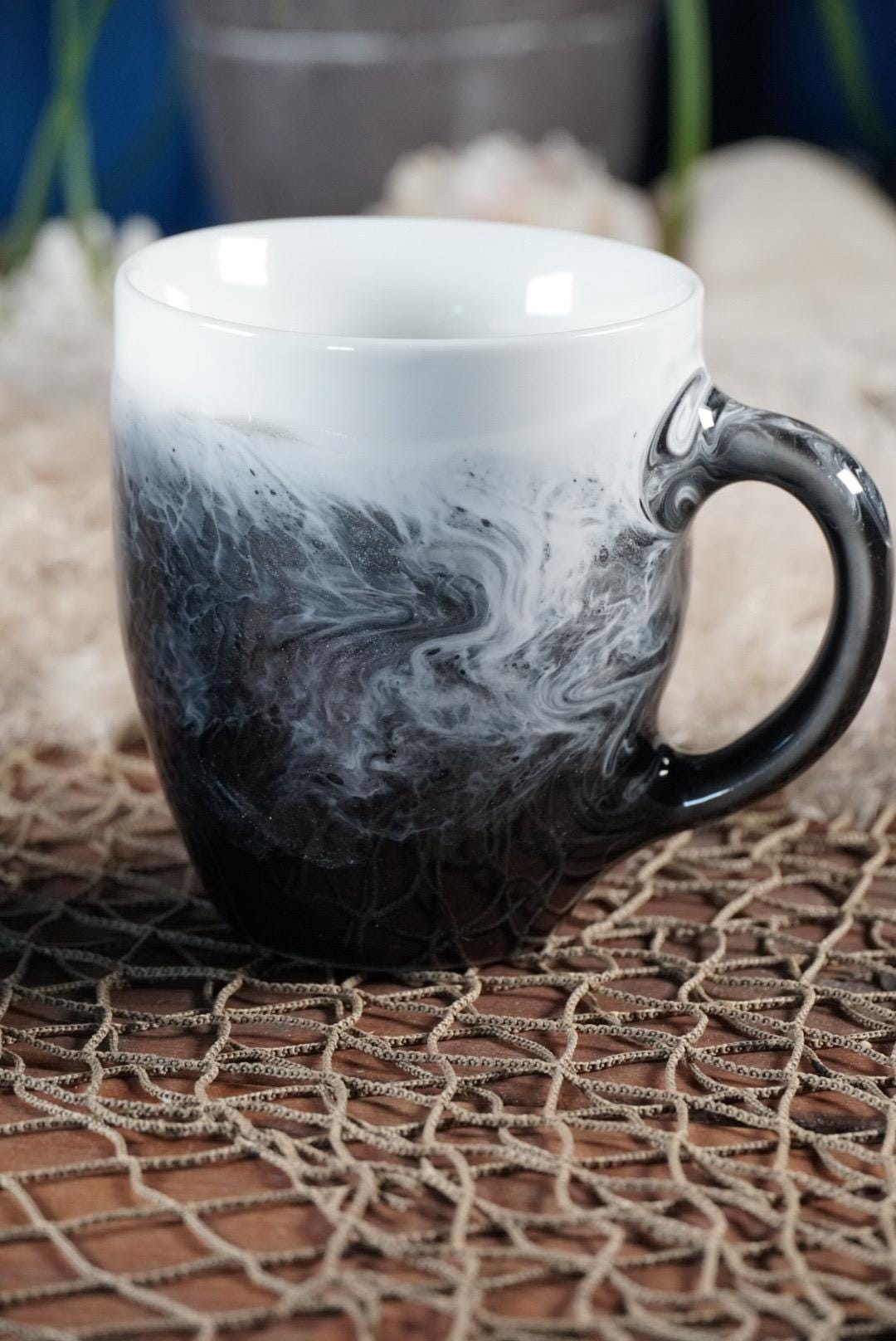 Black and White Ocean Waves Coffee Cup | Coastal Decor