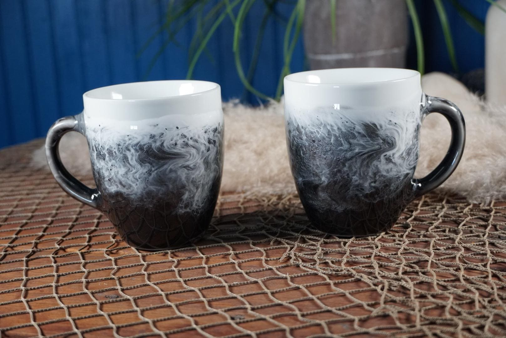 Black and White Ocean Waves Coffee Cup | Coastal Decor