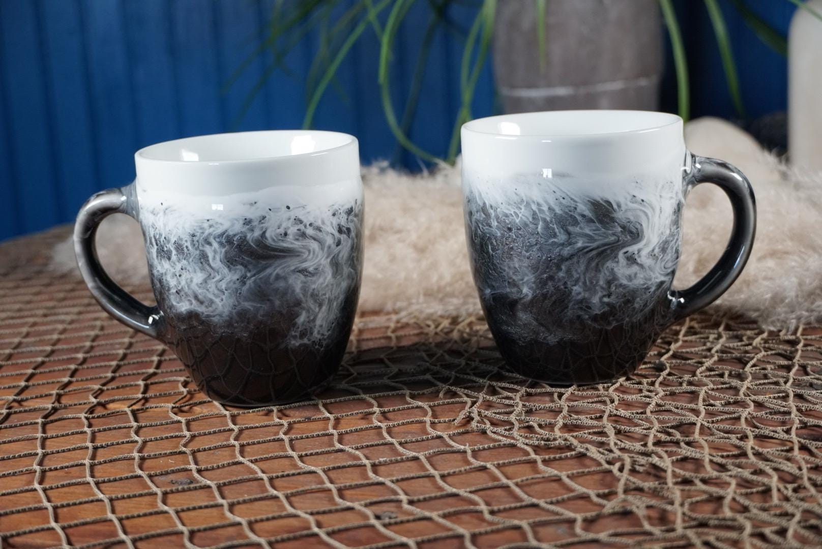 Black and White Ocean Waves Coffee Cup | Coastal Decor