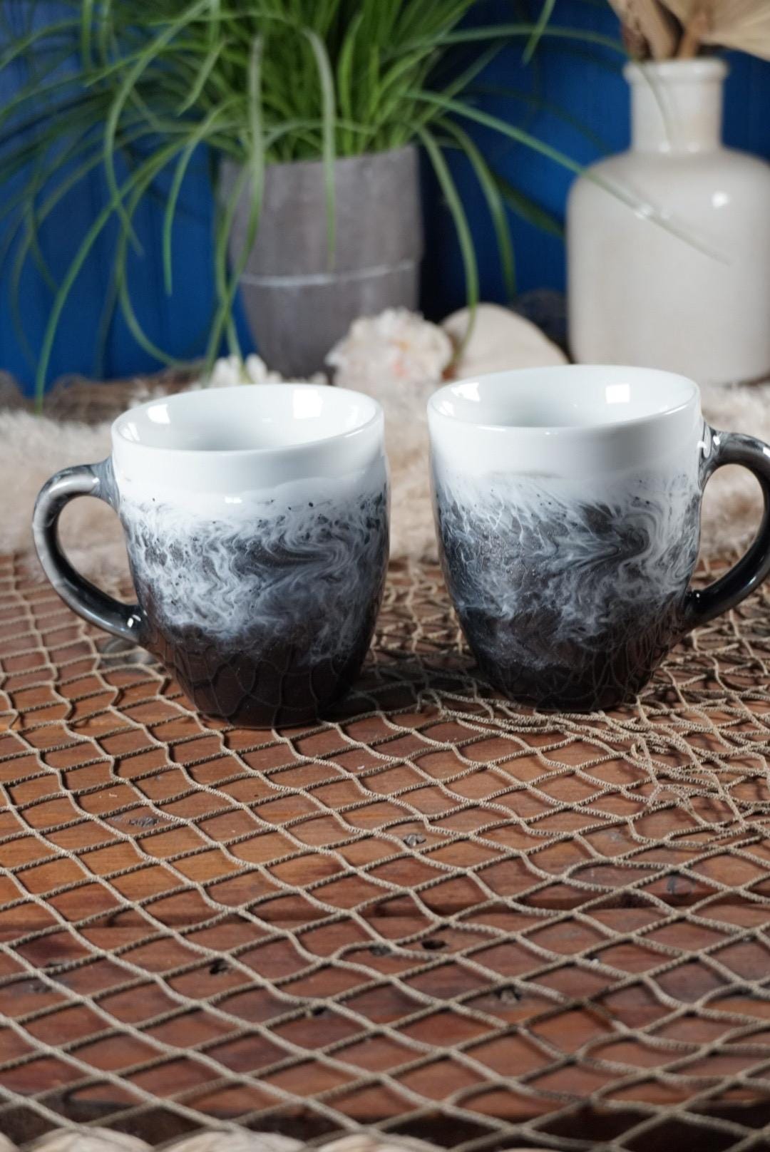 Black and White Ocean Waves Coffee Cup | Coastal Decor
