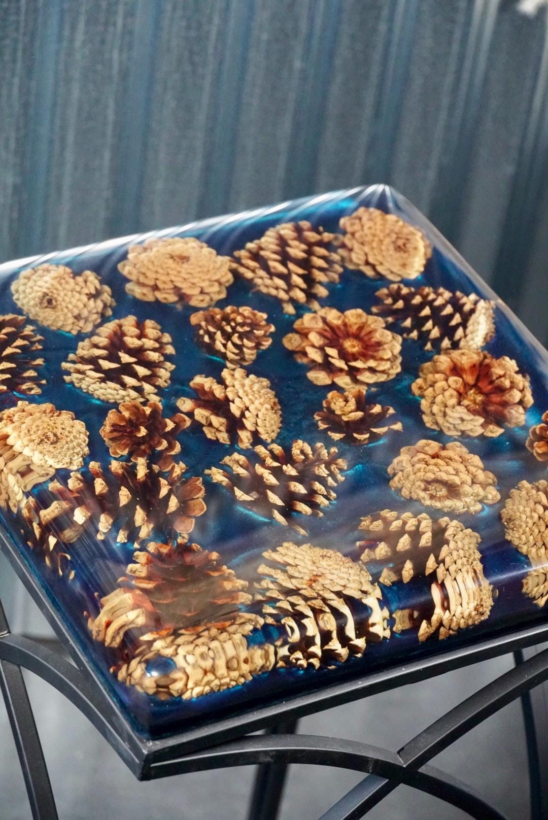 PINECONE OLIVE Epoxy Resin Table with Olive Wood | Side Table | End Table | Accent Table, C-Table