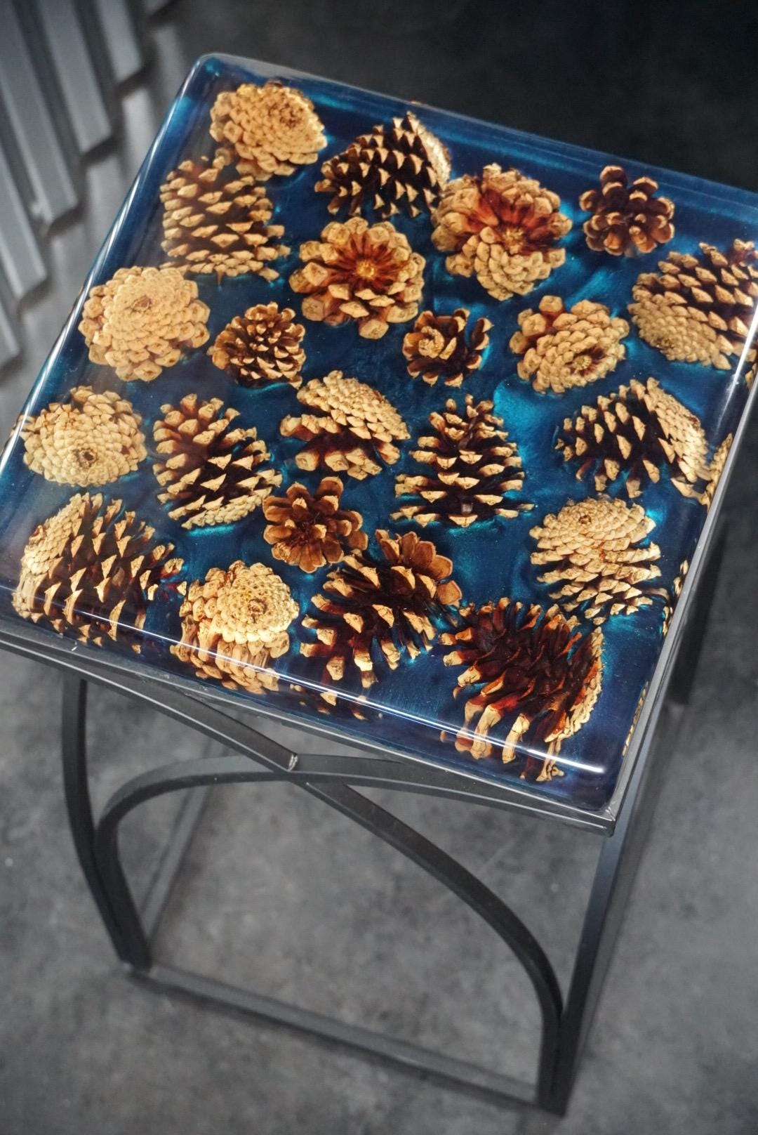 PINECONE OLIVE Epoxy Resin Table with Olive Wood | Side Table | End Table | Accent Table, C-Table